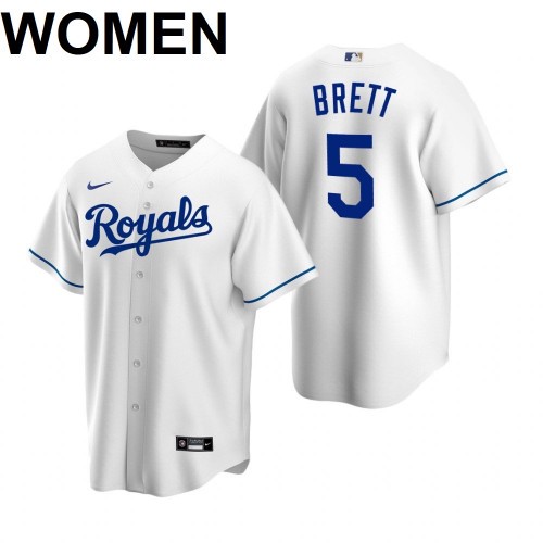 Women's Kansas City Royals #5 George Brett 2021 White Cool Base Stitched Jersey(Run Small)